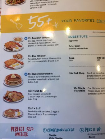 IHOP 55+ menu breakfast options