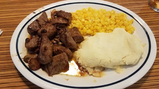 Sirloin Steak Tips with mushrooms and onions at IHOP