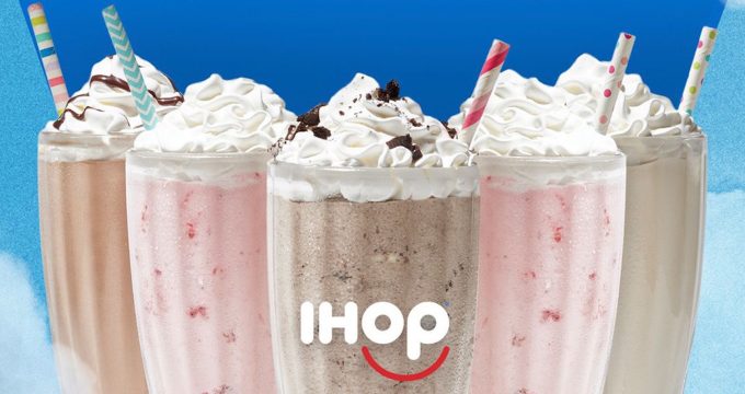 Close-up of IHOP's New Cupcake and Cinn-a-Stack milkshakes
